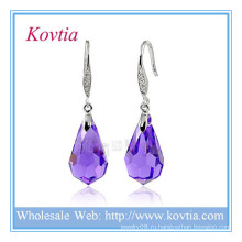 Мода ювелирных изделий фиолетовый кристалл модной одежды стерлингового серебра 925 серьги